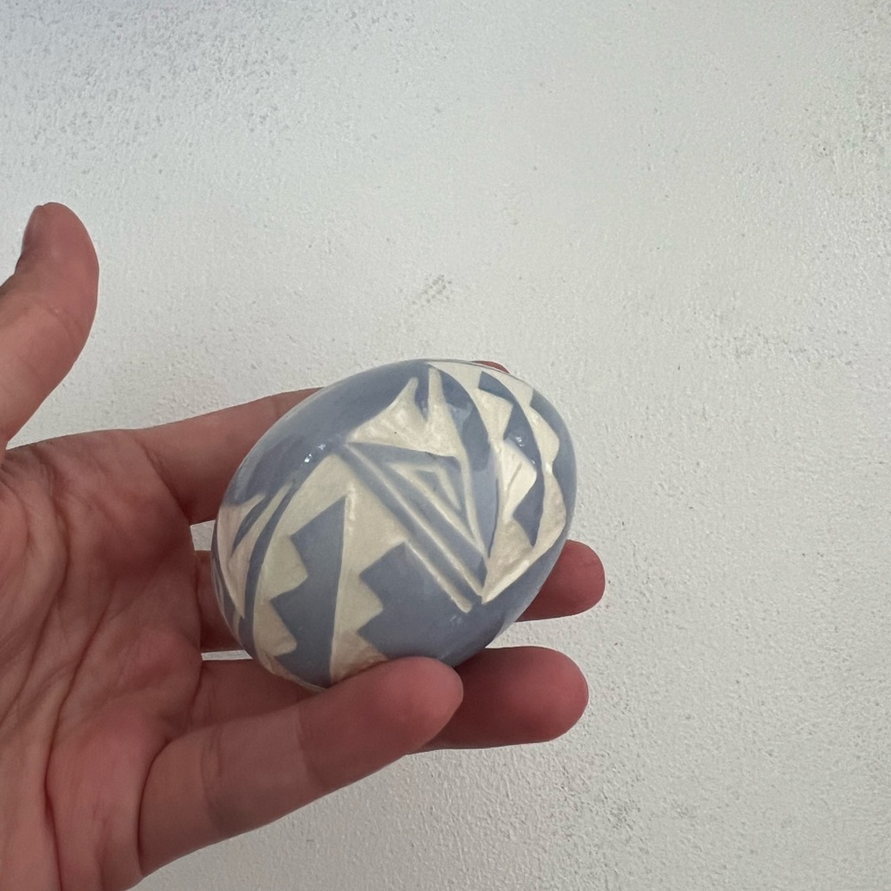 New Mexico styled light blue egg